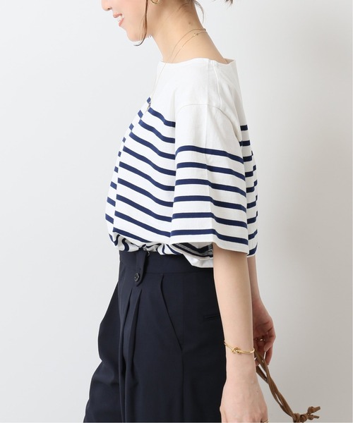 Spick & Span（スピックアンドスパン）の「バスクボーダーオーバーハーフスリーブ◆（Tシャツ/カットソー・レディース・イエロー/ネイビー/ラベンダー・FREE）」の10枚目の写真