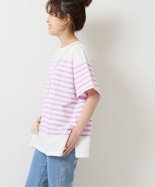 Spick & Span（スピックアンドスパン）の「バスクボーダーオーバーハーフスリーブ◆（Tシャツ/カットソー・レディース・イエロー/ネイビー/ラベンダー・FREE）」の13枚目の写真