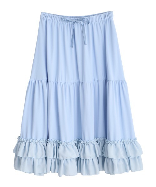 axes femme（アクシーズファム）の「ミディフリルペチスカート（スカート・レディース・ホワイト/ブラック/サックスブルー/ピンク/キナリ・MEDIUM）」の4枚目の写真