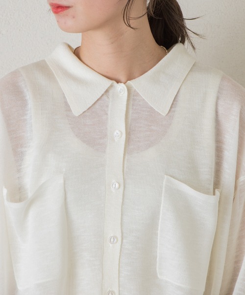 Kastane(カスタネ)の「シアー襟付きニット(ニット/セーター・レディース・イエロー/オフホワイト/グリーン・FREE)」の11枚目の写真