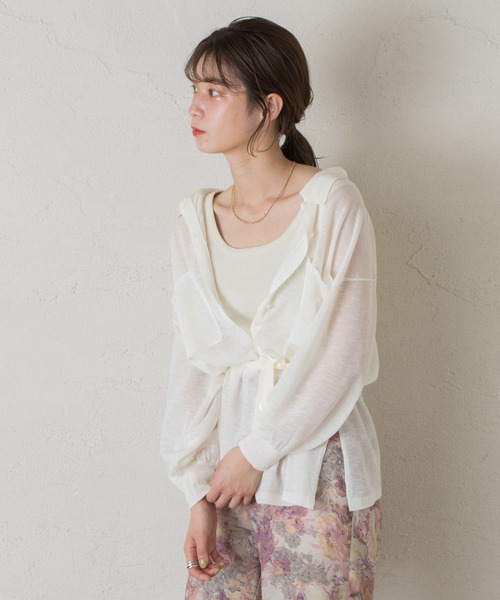 Kastane(カスタネ)の「シアー襟付きニット(ニット/セーター・レディース・イエロー/オフホワイト/グリーン・FREE)」の13枚目の写真