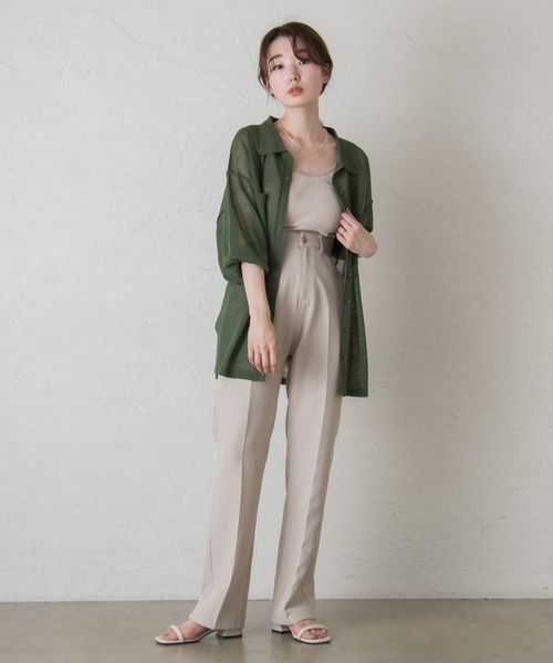 Kastane(カスタネ)の「シアー襟付きニット(ニット/セーター・レディース・イエロー/オフホワイト/グリーン・FREE)」の4枚目の写真