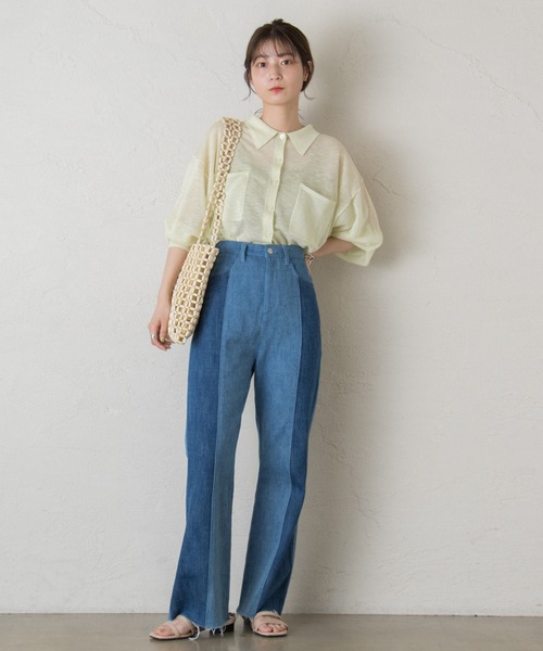 Kastane(カスタネ)の「シアー襟付きニット(ニット/セーター・レディース・イエロー/オフホワイト/グリーン・FREE)」の10枚目の写真