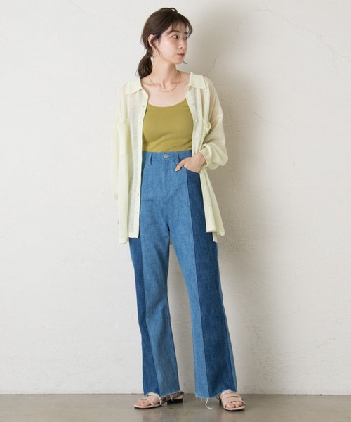 Kastane(カスタネ)の「シアー襟付きニット(ニット/セーター・レディース・イエロー/オフホワイト/グリーン・FREE)」の8枚目の写真