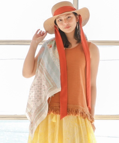 チャイハネ（チャイハネ）の「【チャイハネ】ボヘミーフリンジタンクトップ（タンクトップ・レディース・ホワイト/ネイビー/ブラウン/ライトグリーン・FREE）」の3枚目の写真