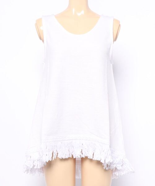 チャイハネ（チャイハネ）の「【チャイハネ】ボヘミーフリンジタンクトップ（タンクトップ・レディース・ホワイト/ネイビー/ブラウン/ライトグリーン・FREE）」の9枚目の写真