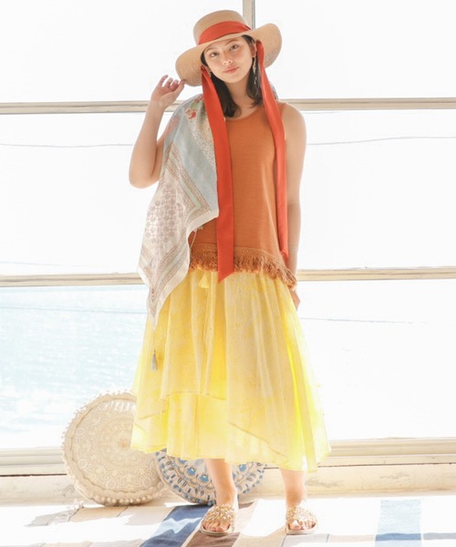 チャイハネ（チャイハネ）の「【チャイハネ】ボヘミーフリンジタンクトップ（タンクトップ・レディース・ホワイト/ネイビー/ブラウン/ライトグリーン・FREE）」の14枚目の写真