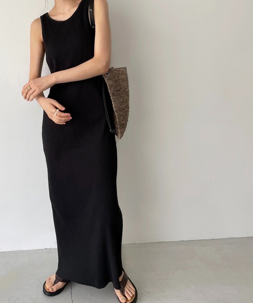 CANAL JEAN（キャナルジーン）の「RED CHOP WORKS(レッドチョップワークス) ソフトリブロングワンピース（ワンピース・レディース・ブラック/ネイビー/ヘザーグレー/アイボリー・38）」の7枚目の写真