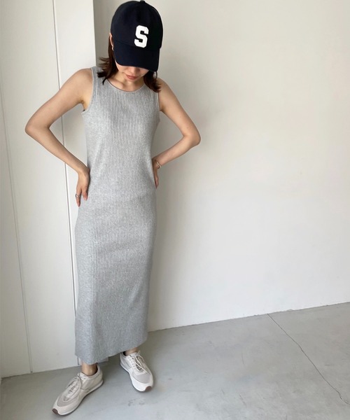 CANAL JEAN（キャナルジーン）の「RED CHOP WORKS(レッドチョップワークス) ソフトリブロングワンピース（ワンピース・レディース・ブラック/ネイビー/ヘザーグレー/アイボリー・38）」の9枚目の写真