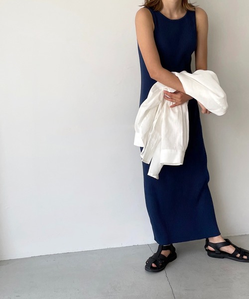 CANAL JEAN（キャナルジーン）の「RED CHOP WORKS(レッドチョップワークス) ソフトリブロングワンピース（ワンピース・レディース・ブラック/ネイビー/ヘザーグレー/アイボリー・38）」の19枚目の写真