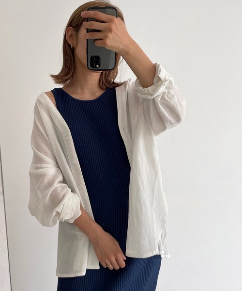 CANAL JEAN（キャナルジーン）の「RED CHOP WORKS(レッドチョップワークス) ソフトリブロングワンピース（ワンピース・レディース・ブラック/ネイビー/ヘザーグレー/アイボリー・38）」の6枚目の写真