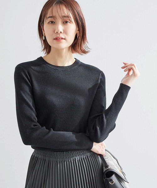 ROPE' PICNIC(ロペピクニック)の「【アンチピリング】クルーネックリブプルオーバー(ニット/セーター・レディース・ブラック/グレー/オフホワイト/ピンク系その他/ターコイズブルー・38)」の3枚目の写真