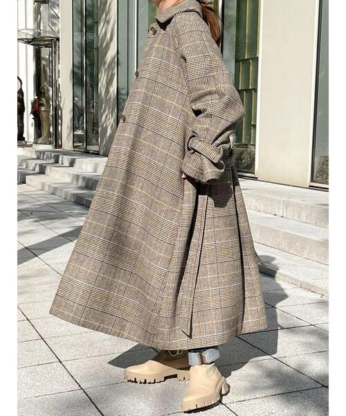 SLURR（スラ―）の「4Wayステンカラーコート(チェック)（ステンカラーコート・レディース・チェック・FREE）」の14枚目の写真