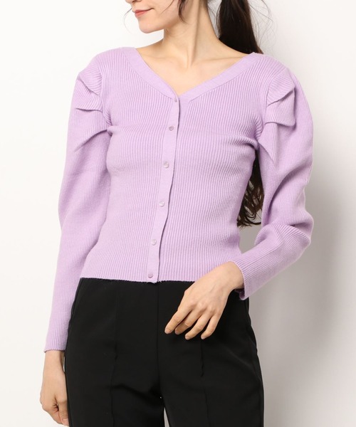 MIIA(ミーア)の「2WAYパワーショルダーニット(ニット/セーター・レディース・オフホワイト/ベージュ/パープル/ブラック/ブルー/ピンク・FREE)」の5枚目の写真