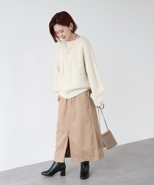 AMERICAN HOLIC(アメリカンホリック)の「フロントケーブルニットプルオーバー(ニット/セーター・レディース・ネイビー/カーキ/アイボリー/グレイッシュベージュ・M/L)」の14枚目の写真