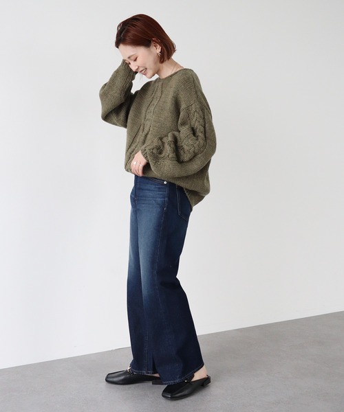 AMERICAN HOLIC(アメリカンホリック)の「フロントケーブルニットプルオーバー(ニット/セーター・レディース・ネイビー/カーキ/アイボリー/グレイッシュベージュ・M/L)」の5枚目の写真