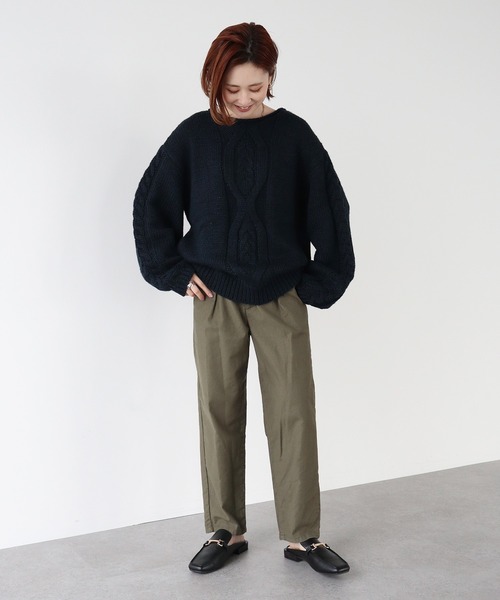 AMERICAN HOLIC(アメリカンホリック)の「フロントケーブルニットプルオーバー(ニット/セーター・レディース・ネイビー/カーキ/アイボリー/グレイッシュベージュ・M/L)」の15枚目の写真