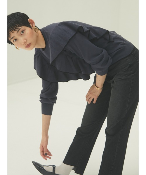 armonia（アルモニーア）の「armonia・配色フリルニットプルオーバー＊（ニット/セーター・レディース・カーキ/ネイビー/ベージュ・FREE）」の22枚目の写真