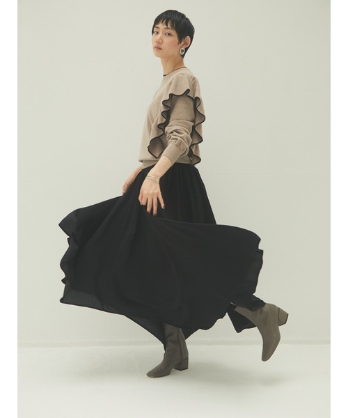 armonia（アルモニーア）の「armonia・配色フリルニットプルオーバー＊（ニット/セーター・レディース・カーキ/ネイビー/ベージュ・FREE）」の14枚目の写真