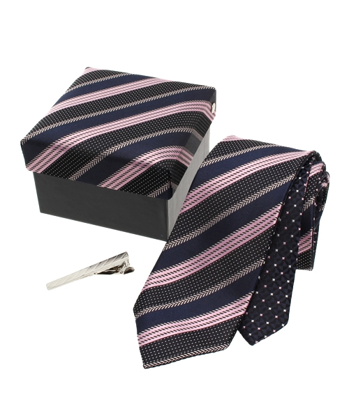 MEN'S MELROSE（メンズメルローズ）の「レジメン柄2WAYタイ＋タイバーセット[ギフトBOXつき]（ネクタイ）」 WEAR