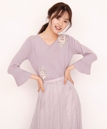 WILLSELECTION | アップリケ刺繍フレアスリーブニット(ニット/セーター)