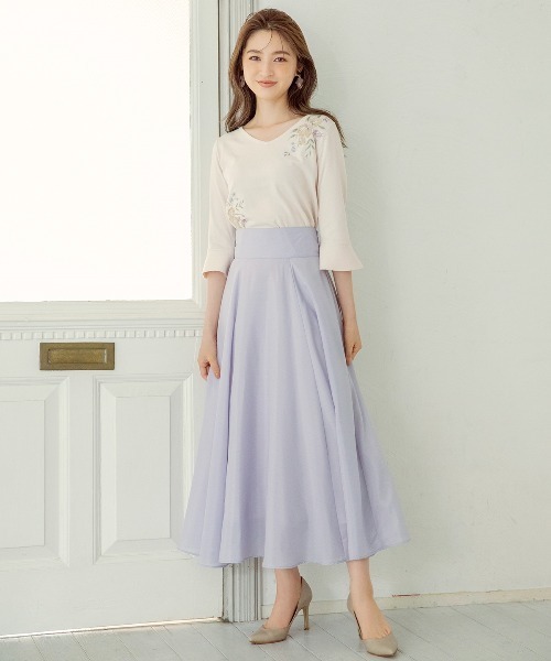 WILLSELECTION（ウィルセレクション）の「アップリケ刺繍フレアスリーブニット（ニット/セーター・レディース・ネイビー/アイボリー/ラベンダー・MEDIUM）」の6枚目の写真