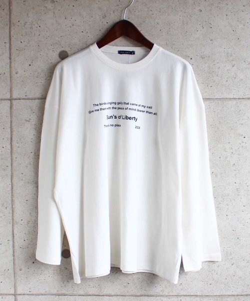SHISKY(シスキー)の「ビッグシルエットロゴプリント9分袖カットソー(Tシャツ/カットソー・メンズ・ブラック系/ラベンダー/オフホワイト/モカ/ホワイト系/ベージュ/ブラック/杢グレー/チャコール・M/L/XL)」の2枚目の写真