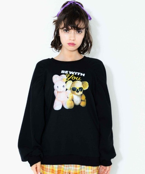 Candy Stripper（キャンディストリッパー）の「BE WITH YOU RAGLAN トップス（スウェット・レディース・アイボリー/ブラック/イエロー・2）」の3枚目の写真