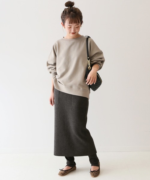 SLOBE IENA（スローブイエナ）の「裏毛ワイドプルオーバー【洗濯機使用可能】◆（スウェット・レディース・ベージュ/グレー/グリーン・FREE）」の4枚目の写真