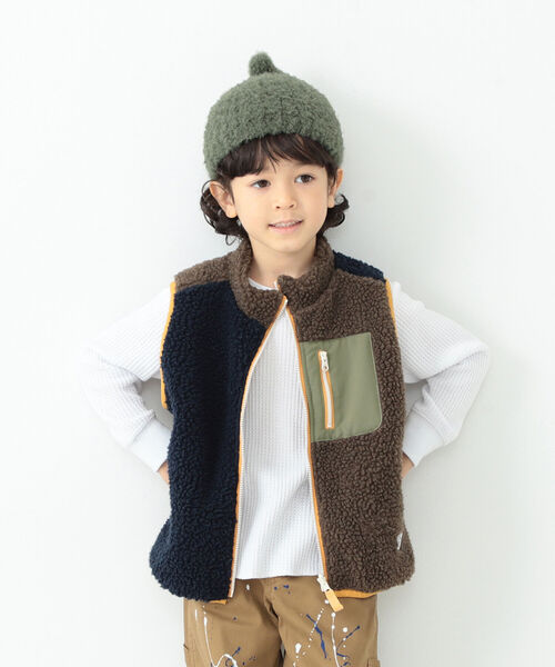 【BEAMS】リバーシブル ボアベスト BEAMS mini（ビームス ミニ）ボアキルト リバーシブル ベスト