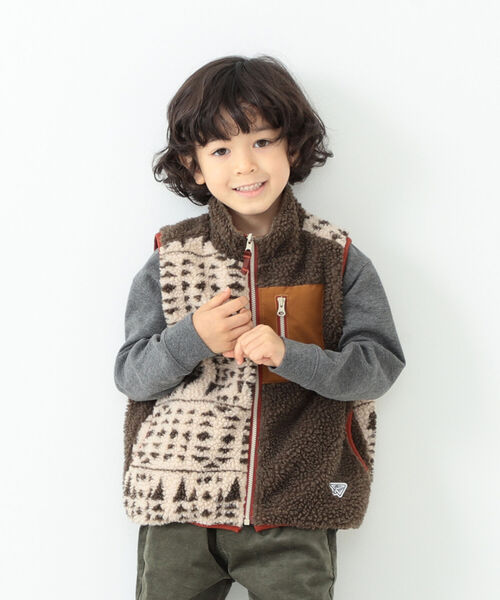 B:MING by BEAMS（ビーミングバイビームス）の「B:MING by BEAMS / ボア リバーシブル ベスト（100~140cm）（ベスト・キッズ・レッド系その他7/ネイビー/その他・100/120/140/110/130）」の3枚目の写真