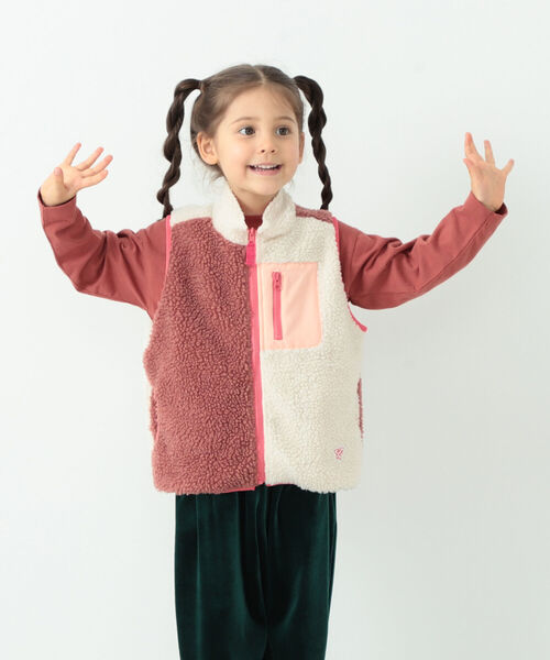 B:MING by BEAMS（ビーミングバイビームス）の「B:MING by BEAMS / ボア リバーシブル ベスト（100~140cm）（ベスト・キッズ・レッド系その他7/ネイビー/その他・100/120/140/110/130）」の4枚目の写真