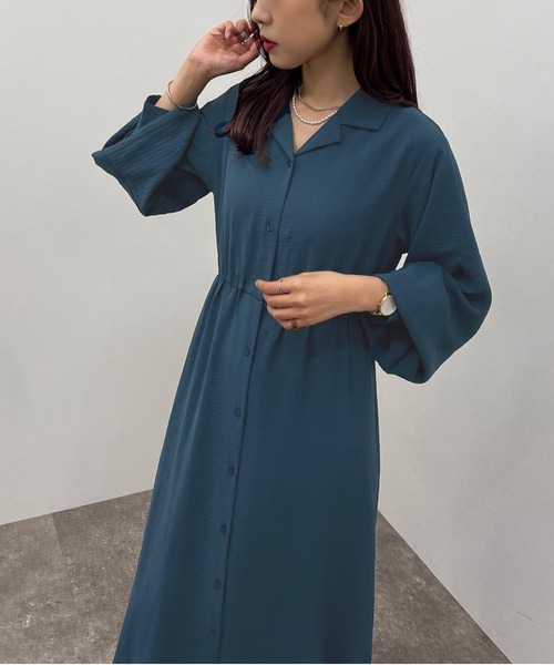 apres jour mignon（アプレジュールミニョン）の「開襟シャツワンピース 【ZOZOTOWN限定アイテム】（ワンピース・レディース・グリーン/チャコールグレー/ダークブルー/ブラック・X-LARGE/フリー）」の4枚目の写真