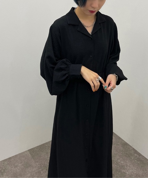 apres jour mignon（アプレジュールミニョン）の「開襟シャツワンピース 【ZOZOTOWN限定アイテム】（ワンピース・レディース・グリーン/チャコールグレー/ダークブルー/ブラック・X-LARGE/フリー）」の2枚目の写真