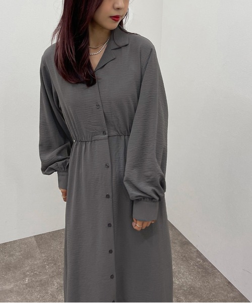 apres jour mignon（アプレジュールミニョン）の「開襟シャツワンピース 【ZOZOTOWN限定アイテム】（ワンピース・レディース・グリーン/チャコールグレー/ダークブルー/ブラック・X-LARGE/フリー）」の13枚目の写真