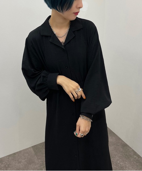 apres jour mignon（アプレジュールミニョン）の「開襟シャツワンピース 【ZOZOTOWN限定アイテム】（ワンピース・レディース・グリーン/チャコールグレー/ダークブルー/ブラック・X-LARGE/フリー）」の5枚目の写真