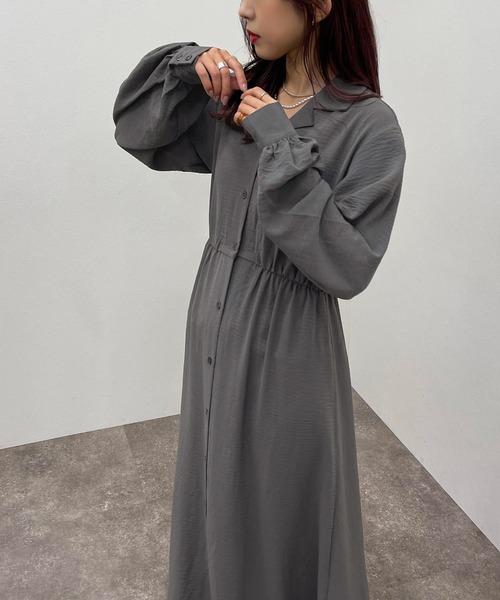 apres jour mignon（アプレジュールミニョン）の「開襟シャツワンピース 【ZOZOTOWN限定アイテム】（ワンピース・レディース・グリーン/チャコールグレー/ダークブルー/ブラック・X-LARGE/フリー）」の14枚目の写真