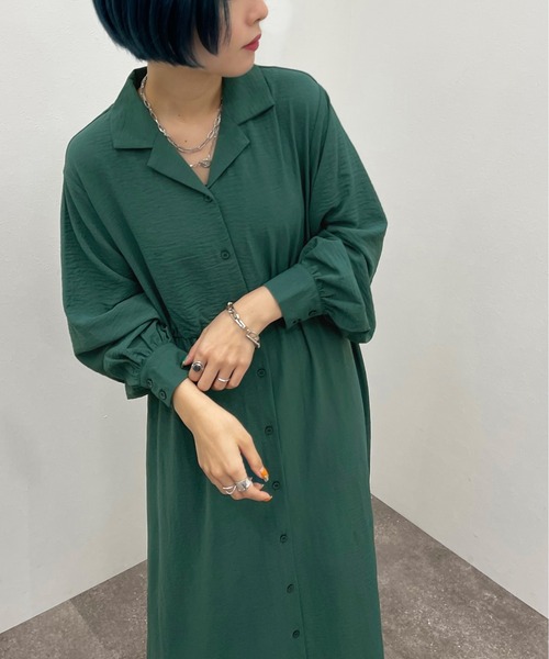 apres jour mignon（アプレジュールミニョン）の「開襟シャツワンピース 【ZOZOTOWN限定アイテム】（ワンピース・レディース・グリーン/チャコールグレー/ダークブルー/ブラック・X-LARGE/フリー）」の20枚目の写真