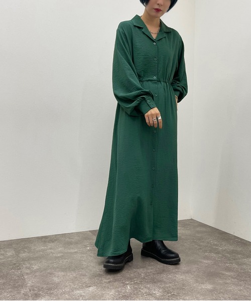 apres jour mignon（アプレジュールミニョン）の「開襟シャツワンピース 【ZOZOTOWN限定アイテム】（ワンピース・レディース・グリーン/チャコールグレー/ダークブルー/ブラック・X-LARGE/フリー）」の22枚目の写真
