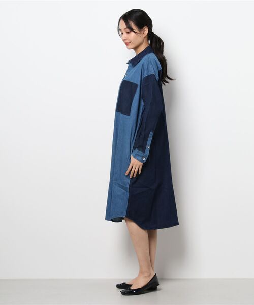 grn（ジーアールエヌ）の「［grn ジーアールエヌ］8.6oz DENIM / CRAZY CORDUROY / WORK SHIRT DRESS / GL132251Q / GL132252Q（シャツワンピース・レディース・インディゴブルー/ブルー系その他/ブルー/その他2/その他1・FREE）」の6枚目の写真