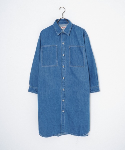 grn（ジーアールエヌ）の「［grn ジーアールエヌ］8.6oz DENIM / CRAZY CORDUROY / WORK SHIRT DRESS / GL132251Q / GL132252Q（シャツワンピース・レディース・インディゴブルー/ブルー系その他/ブルー/その他2/その他1・FREE）」の3枚目の写真