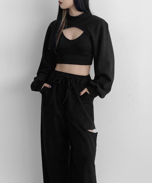 LVEU.（ラブユ.）の「Layered sweat / レイヤードスウェット（スウェット・レディース・ブラック/カーキ・FREE）」の13枚目の写真