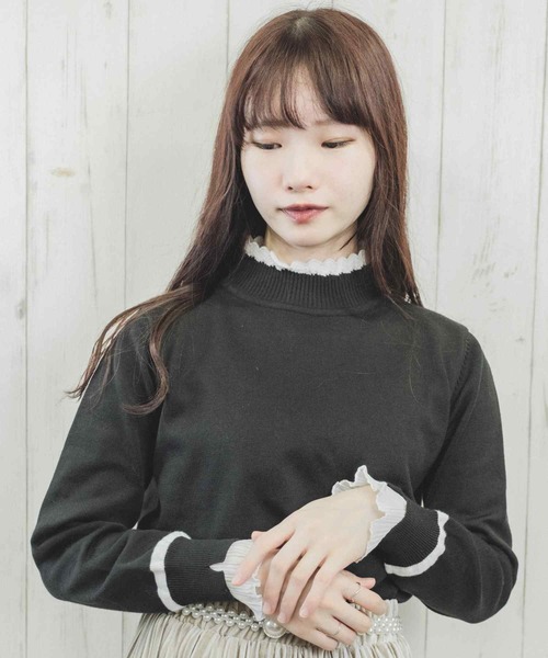 Clice de Paris（クリシェドゥパリス）の「K/バイカラータートルニット（ニット/セーター・レディース・ブラック/アイボリー・ONESIZE）」の2枚目の写真