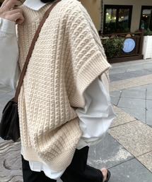 KOR | ドロップショルダー クルーネック ワッフルニットベスト(ベスト)