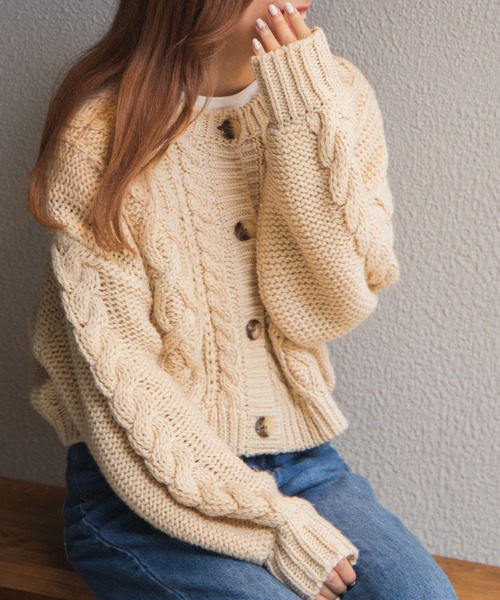 WEGO（ウィゴー）の「WEGO/2WAYロービングコンパクトカーデ（カーディガン/ボレロ・レディース・ブラウン/オフホワイト/ライトベージュ・FREE）」の2枚目の写真