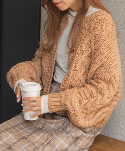 WEGO（ウィゴー）の「WEGO/2WAYロービングコンパクトカーデ（カーディガン/ボレロ・レディース・ブラウン/オフホワイト/ライトベージュ・FREE）」の20枚目の写真