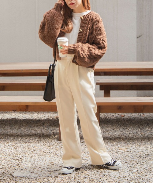 WEGO（ウィゴー）の「WEGO/2WAYロービングコンパクトカーデ（カーディガン/ボレロ・レディース・ブラウン/オフホワイト/ライトベージュ・FREE）」の14枚目の写真