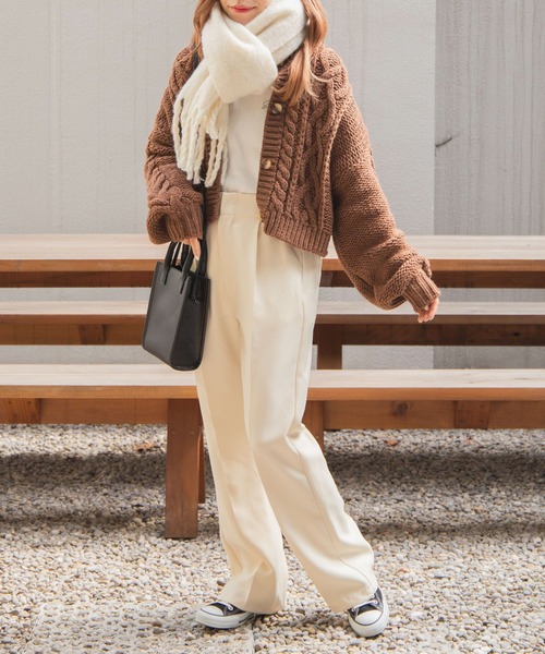 WEGO（ウィゴー）の「WEGO/2WAYロービングコンパクトカーデ（カーディガン/ボレロ・レディース・ブラウン/オフホワイト/ライトベージュ・FREE）」の13枚目の写真