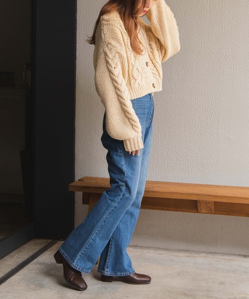 WEGO（ウィゴー）の「WEGO/2WAYロービングコンパクトカーデ（カーディガン/ボレロ・レディース・ブラウン/オフホワイト/ライトベージュ・FREE）」の9枚目の写真