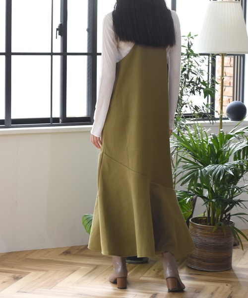 Alley by w closet（アリーバイダブルクローゼット）の「【SETUP対応】【Alley】エコウールキャミワンピース（ワンピース・レディース・ベージュ/モスグリーン・FREE）」の10枚目の写真